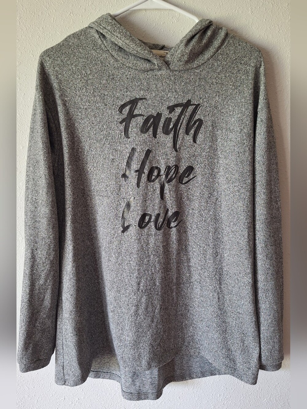 Faith Hope Love Gray Hooded Pullover